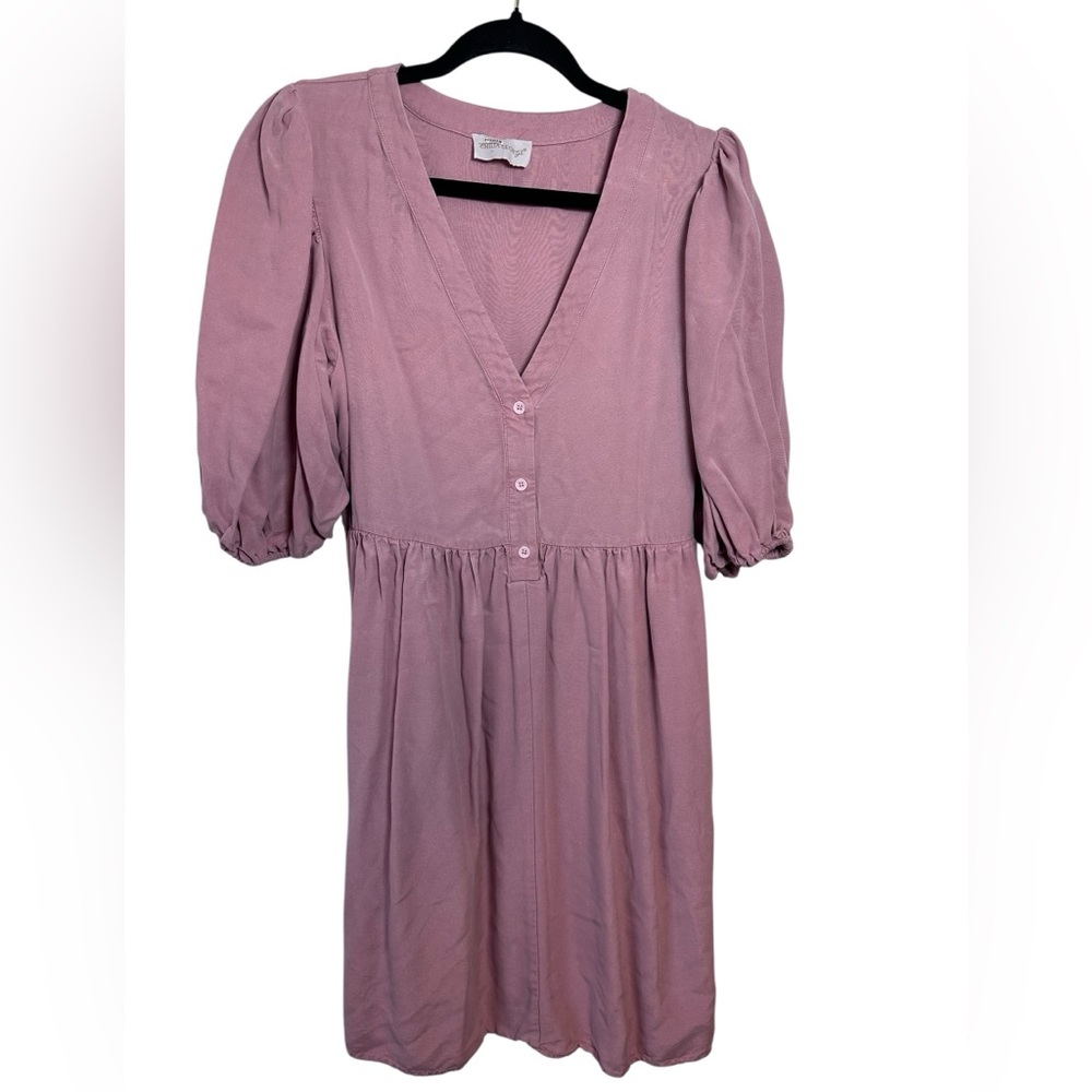 Emilia‎ George Seline Maternity Dress Dusty Pink Back Tie Puff Sleeve SZ Small